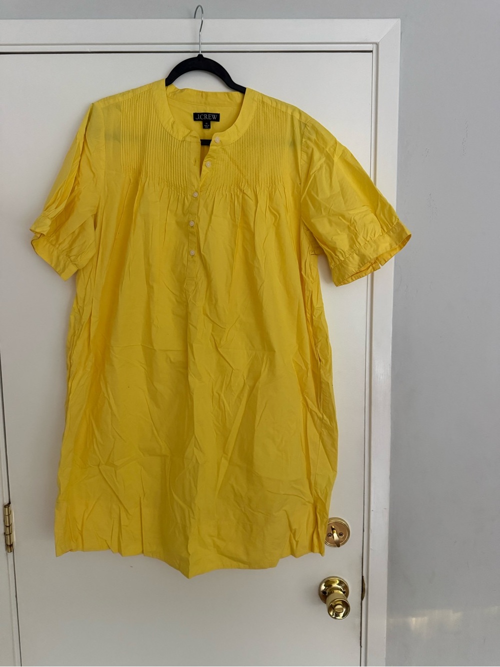 J. Crew Yellow Short-Sleeve Pintuck Midi Dress